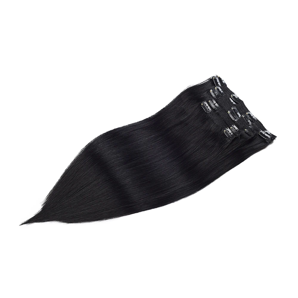 Toysww Hair 100g 120g Brazilian Remy Straight Hair Clip In Human Hair Extensions Dark Color 1 Full Head 6Pcs/Set