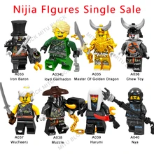 Одиночная ниндзя кирпич Железный барон Ллойд гармадон мастер золотой дракон жевательная игрушка Wu(подростковый) морда Harumi Nya строительный блок