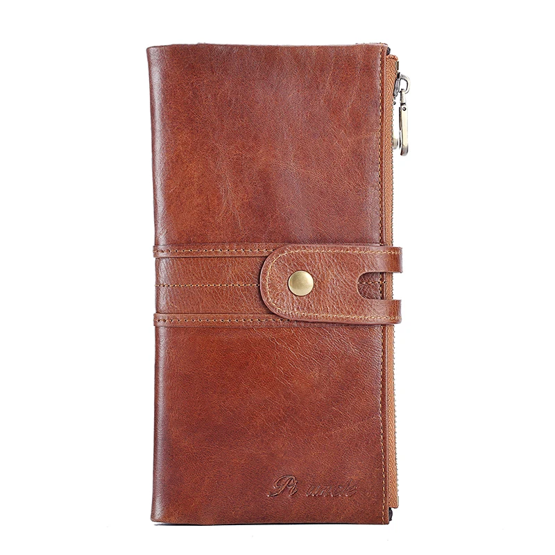

Men's Quality Long Style Genuine Leather Wallet Large Capacity Brand Leather Male Purse Partition Storage Card Package For Men