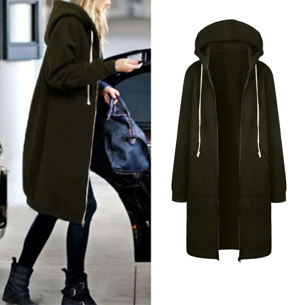 

5XL Plus size hoodie 2019 New Autumn Winte Women Casual Long Zipper Hooded Jacket Hoodies Sweatshirt 7 colors hoodies