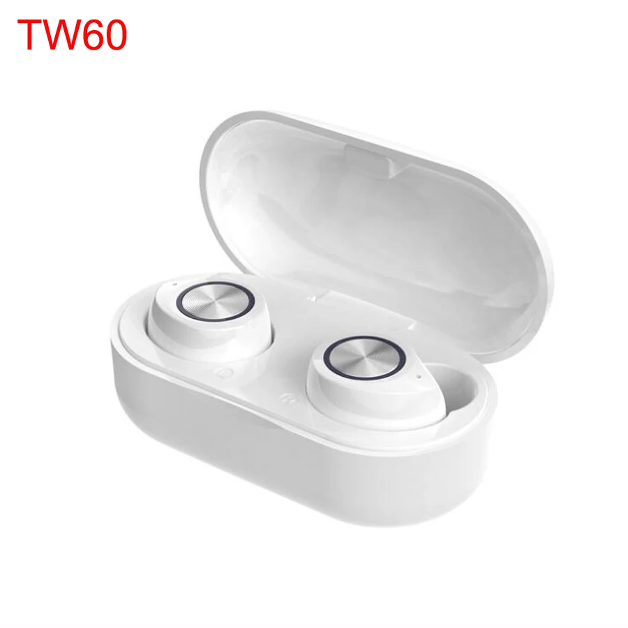 White TW60 TWS 5,0, Bluetooth наушники, сенсорная гарнитура, стерео, беспроводные Bluetooth наушники, наушники с микрофоном, зарядная коробка - Цвет: White