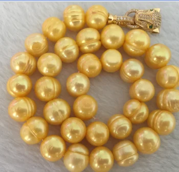 

gorgeous 10-11mm south sea baroque gold pearl necklace 18inch
