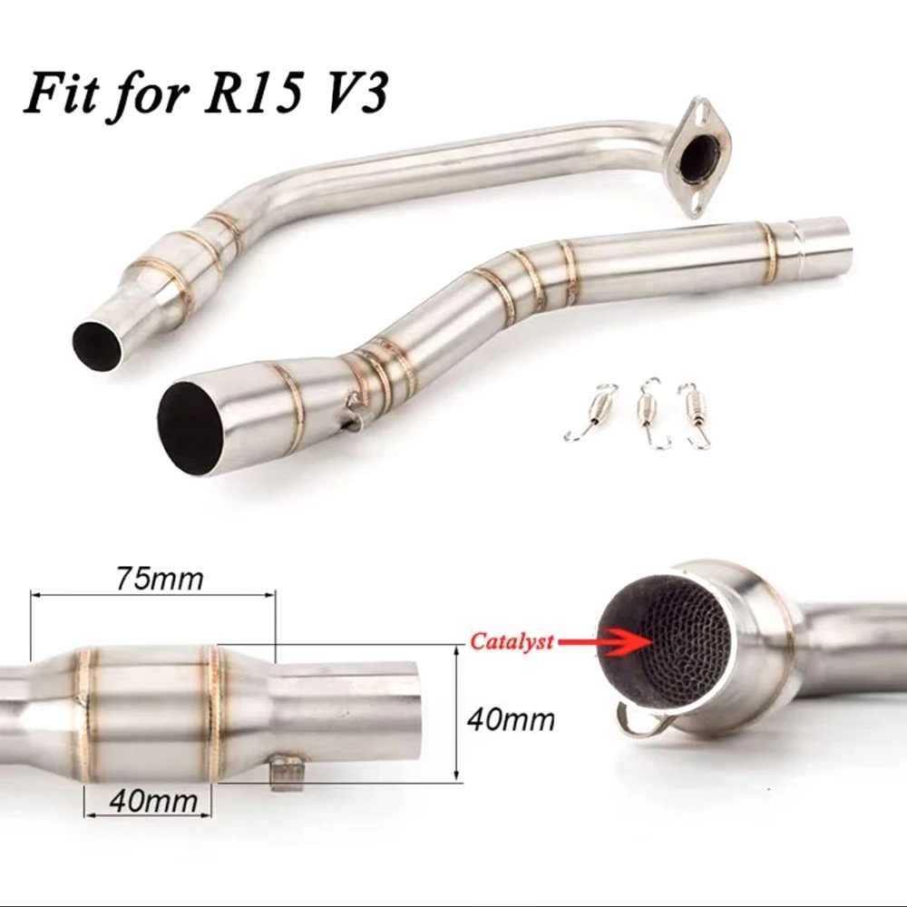 

Motorcycle Modified Exhaust Pipe R15V2 YZF-R15V3 Front Section Catalyst Front Section Half Back Pressure Silencer
