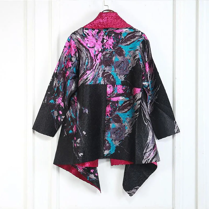 

Europe And America WOMEN'S Dress Large Size Printed Jacket Reversible High Quality Spring And Autumn Jacket Women's