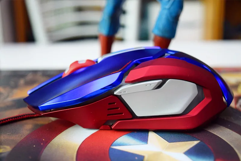 E-3LUE игровая мышь Marvel Мстители Капитан Америка M639 синяя профессиональная Проводная игровая мышь с коробкой