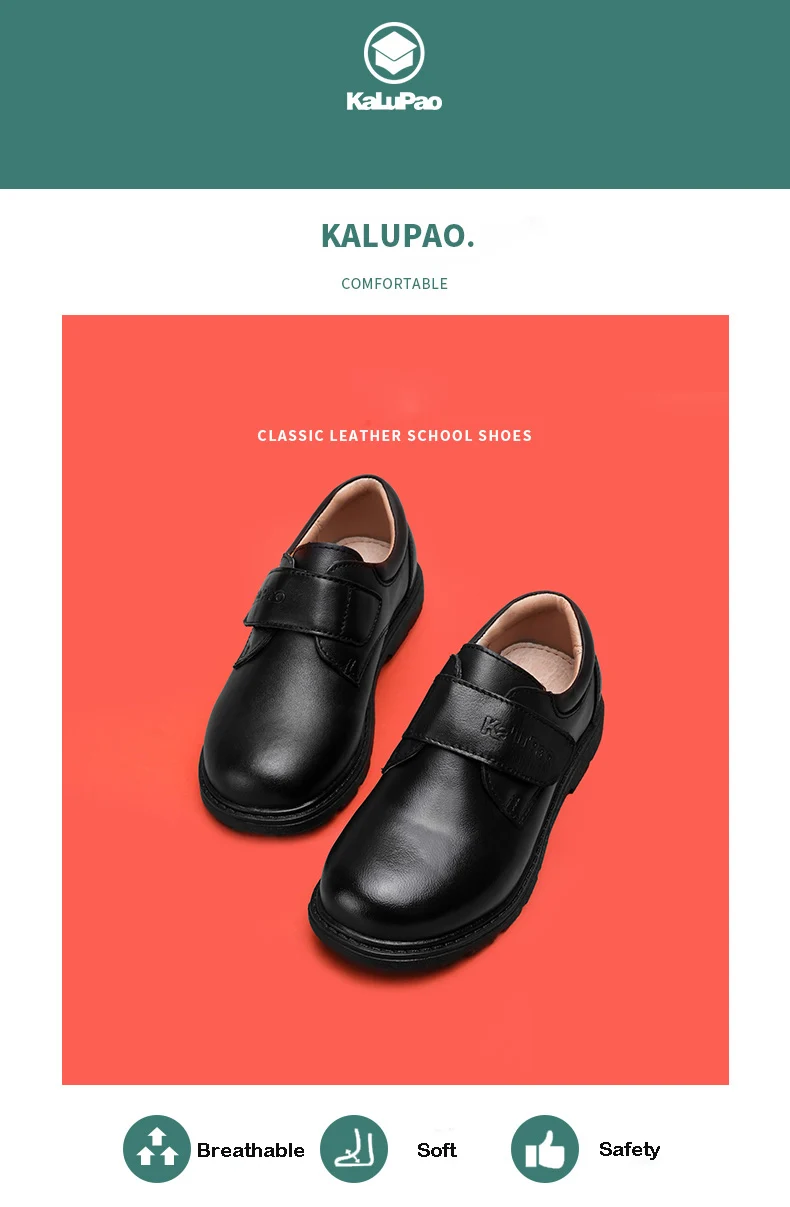 Kalupao/сезон весна-лето; Новинка; Детская школьная обувь из натуральной кожи для мальчиков; Брендовая детская черная Свадебная обувь с подошвой из термопластичной резины; модельные туфли для мальчиков