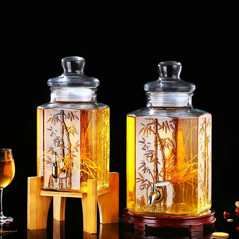 

Winebottle with Tap Sealed Jar Fire Extinguisher Bottles Glass Bottle Wine Jar Enzyme Glass Bottle Household Thick 10 Catty 20 C
