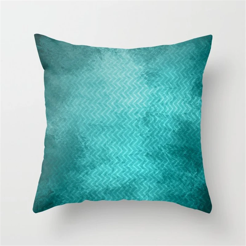 Teal Blue Geometric Throw Pillow Cover, Large, Quilted