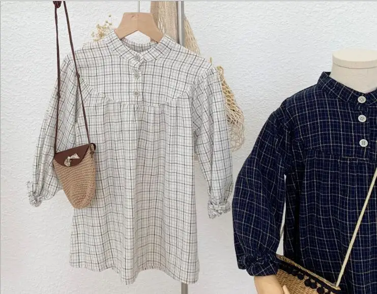 Новое Стильное платье в клетку для девочек модные хлопковые осенние платья для девочек 4-9 лет PX746