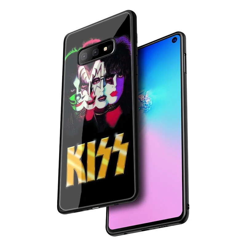 EWAU рок-группы "Kiss" чехол из закаленного стекла для телефона для samsung S7 S8 S9 S10 Note 8, 9, 10, плюс A10 20 30 40 50 60 70
