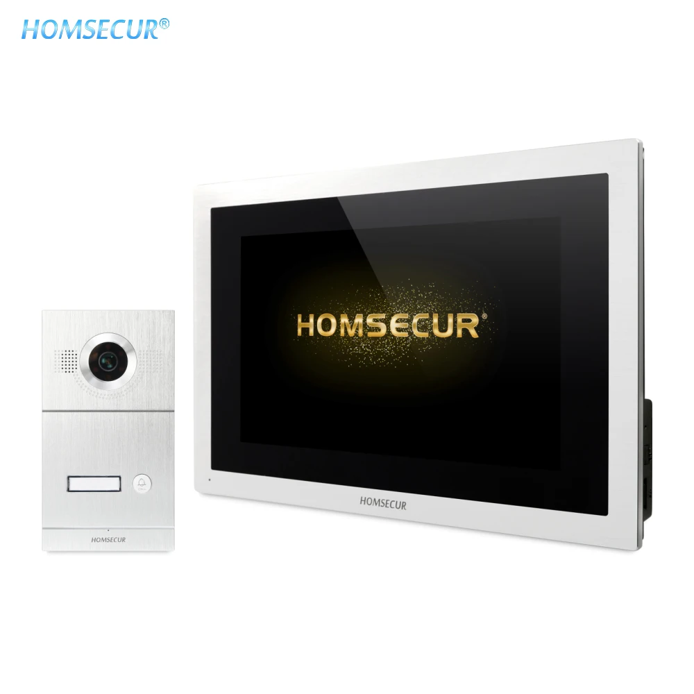HOMSECUR 4 Wire 10inch Video&Audio Smart Doorbell Intercom System Touch Monitor Flush Mount IP65 Camera 170 Wide View Angle
