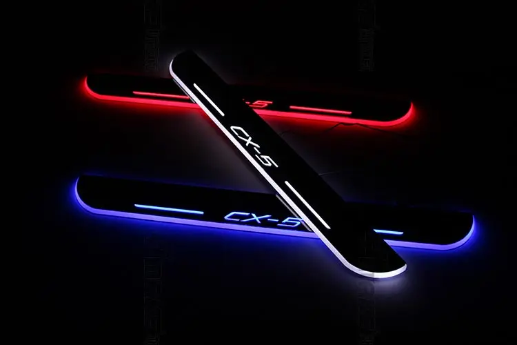 Новое поступление 2 шт. отличный автомобильный стиль Led движущиеся двери потертости, педаль автомобиля, Накладка на порог подсветка для ступеней для Mazda CX-5 2013
