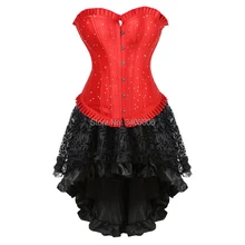 Корсеты, бюстье Викторианский корсет платье с юбкой-пачкой готический плюс размер корсет, на бюсте со стразами модный сексуальный винтажный Красный