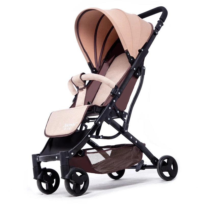 Ультралегкая детская коляска с высоким пейзажем, четырехколесная тележка, легкая переносная коляска для путешествий, популярная розовая коляска для мамы - Цвет: Khaki
