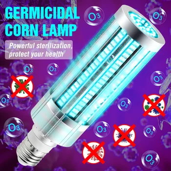 

E27 LED UV Sterilizer Lamp 220V UVC Germicidal Lamp 60W LED Corn Bulb 110V Remote Control Ultraviolet Disinfection Light 2835