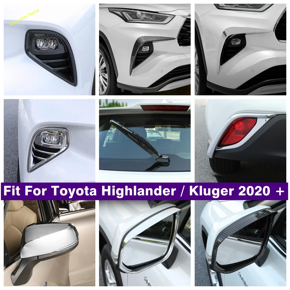 

Chrome Fog Lights Lamps / Rearview Mirror / Rear Window Wiper Cover Trim For Toyota Highlander / Kluger 2020 - 2023 Accessories