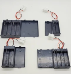 Soporte de batería/funda de Banco de energía, caja de batería con botón de celda moneda, interruptor de encendido apagado, enchufe de enlace, caja de almacenamiento de batería de 3V/6V