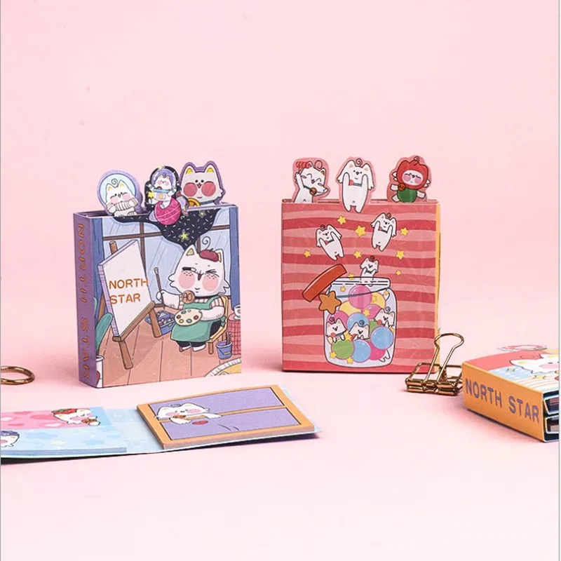 

1pack Kawaii Cartoon Sticky Foldable Sticky Notes Memo Student Reward Stationery Diary Memo Pad Word Bookmark Office Supplies