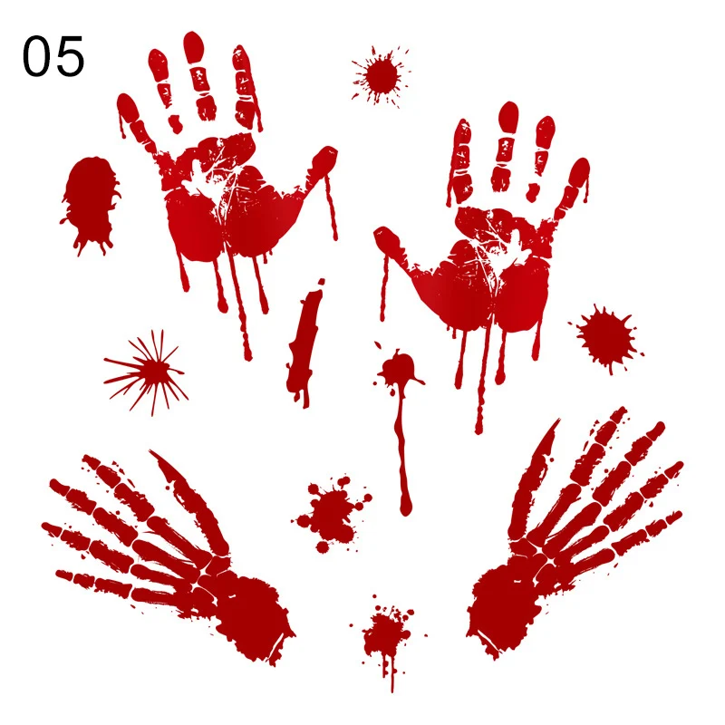 05 blood handprint Горячая имитация крови ручной печати ног наклейки ужас зомби Хэллоуин автомобиль Настенный декор двери PLD - Цвет: 05 blood handprint
