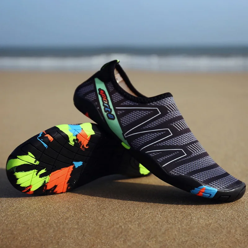 

Men Woman Beach Summer Outdoor Wading Shoes Swimming Slipper On Surf Quick-Drying Aqua Shoes Skin Sock Striped Water Shoes