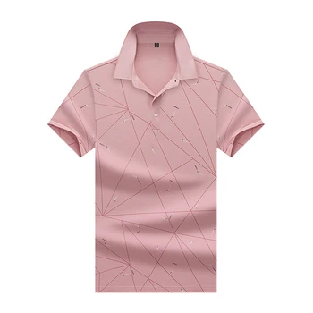 

Hollirtiger Mens Polo Shirt Geometric lines Short Sleeve Golf Tennis Polos Solid Slim Tops Shirts Fashion New Arrival Breathable