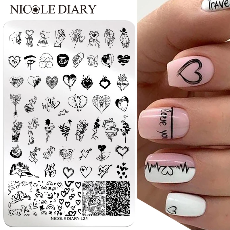 Трафареты NICOLE DIARY для стемпинга ногтей наклейки большого размера на День святого