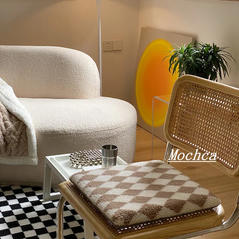 MARI MARI Fashion Checkerboard Cushion Ins Trendy Coussin Checkered Sofa Chair Seat Pillow Home Decor Textile Gingham Cushion