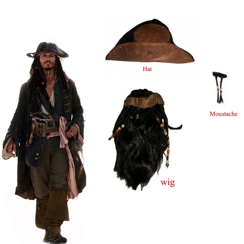 Halloween costume for Unisex adult Pu pirate captain jack sparrow wigs