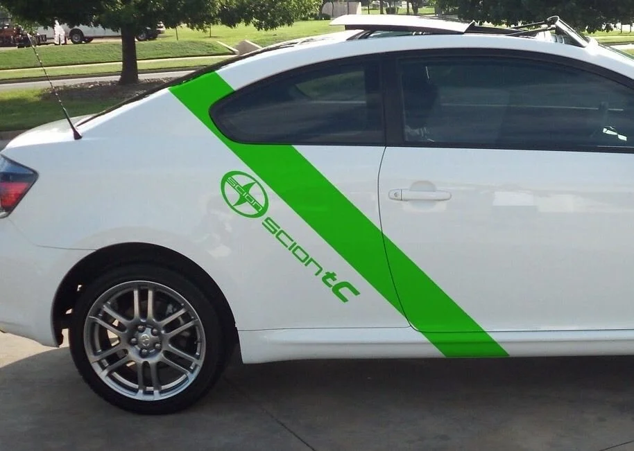 Для Scion TC графическая наклейка набор(2) гоночные боковые полосы с логотипом Scion TC