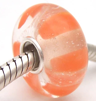 

PJG1932 100% S925 Sterling Silver Beads Murano Glass beads Fit European Charms Bracelet charms diy jewelry Lampwork GlassBeads