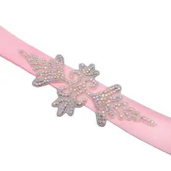 

Women Bridal Classic Handmade Woven Jewelry Wedding Waist Belt Hologram Glitter Rhinestone Applique Dress Gown Sashes Cummerbund