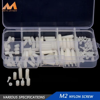 

120pcs M2 Male Female Hex Nylon Spacer Standoff Screw White Spacing Plastic Screw Nut Assortment Kit