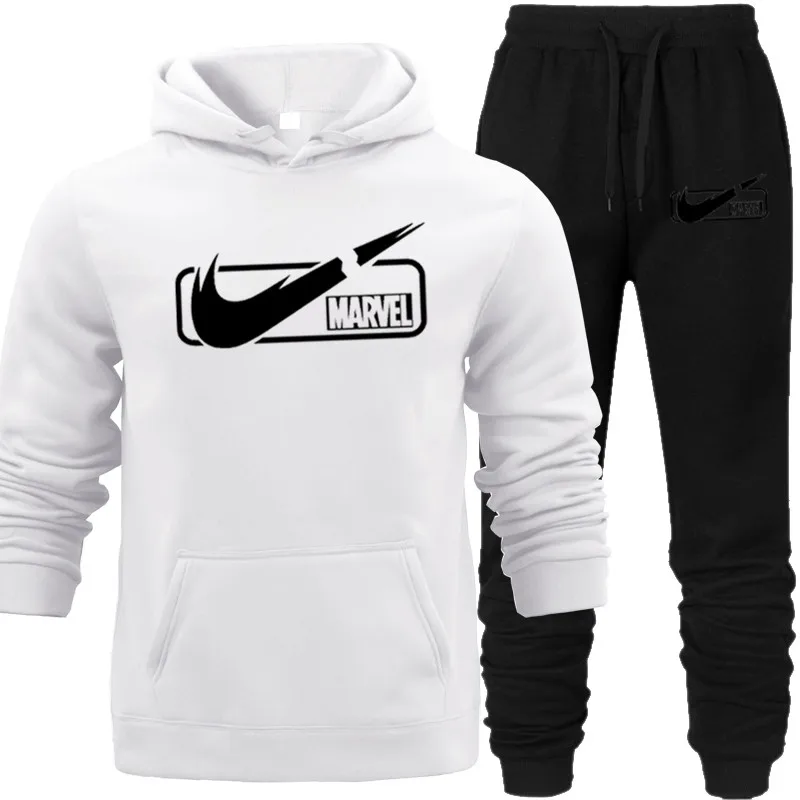 

Mens Bodybuilding Clothing Hip Hop Hoodie Man Marvel Print Logo Hoodie Mens Jogger Sets Mens Tracksuit for Woma Man 2 Piece Set