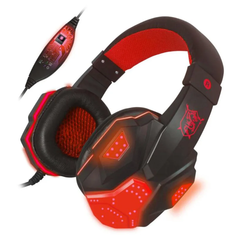 Red Для PS4 ПК ноутбук PC780 проводные наушники гарнитура игровые наушники стерео с светодиодный микрофон над ушами гарнитуры - Цвет: Red