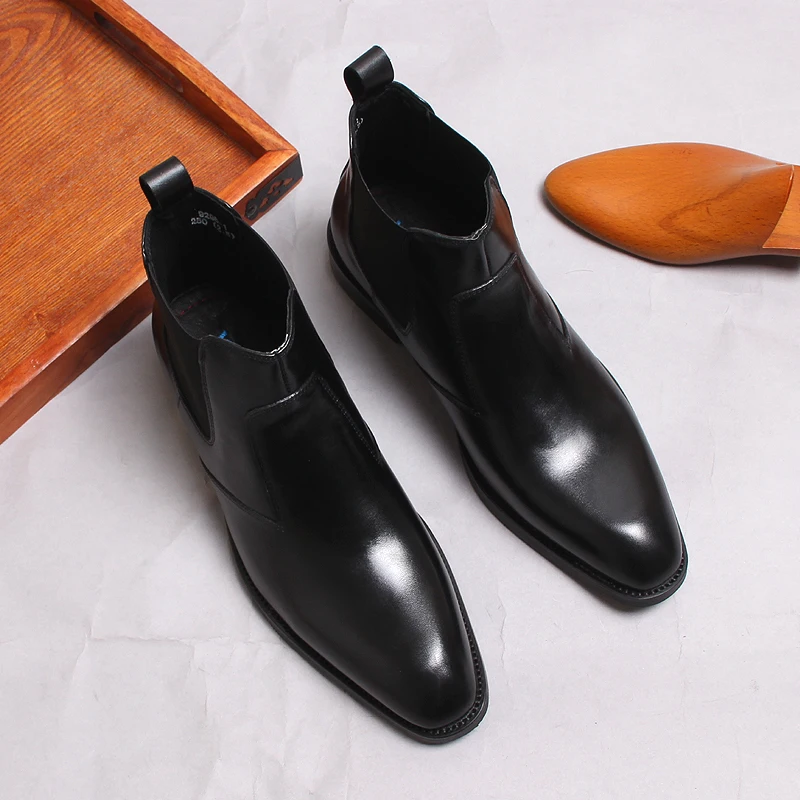 Мужские Ботильоны челси из натуральной коровьей кожи коричневые черные ботинки