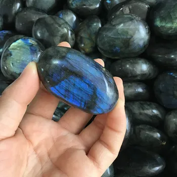 

Hand Polished Natural Colorful Labradorite Palm Worry Stone Crystal Original From Madagascar