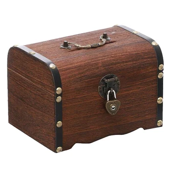

Wood Money Box Gifts Kids Saving Pot Storage Large Capacity with Lock Home Decor Vintage Free Standing Desktop