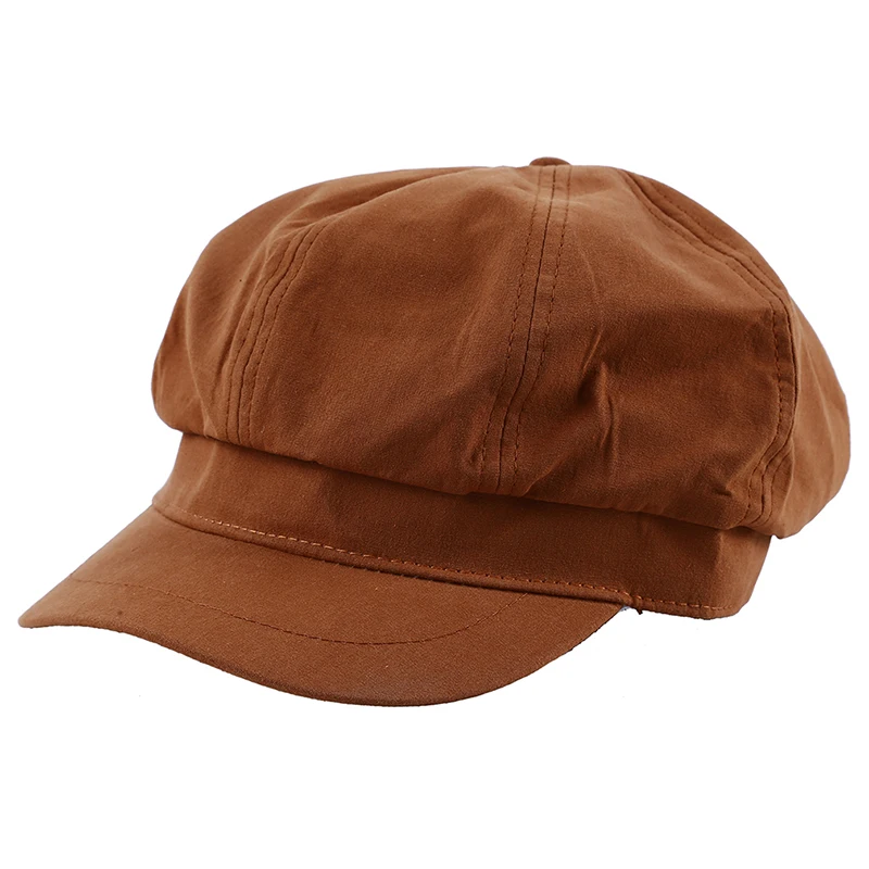 caramel color Модный теплый берет, шапка для женщин, одноцветная Зимняя шерстяная газетная Кепка для мальчиков и женщин, винтажная восьмиугольная кепка для женщин - Цвет: caramel color