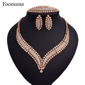 

Dubai fashion jewellery sets African women's wedding jewelry set silver / gold color fine necklace jewelry sets for women