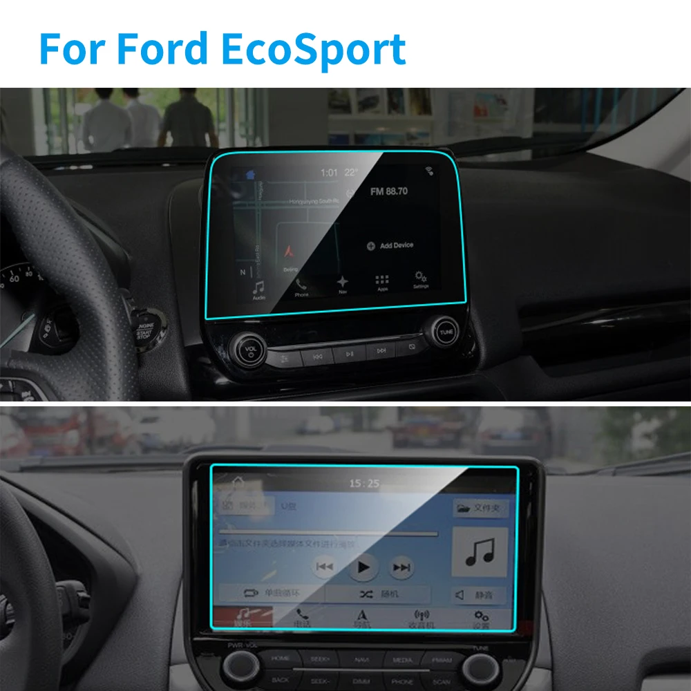 Película protectora de para pantalla de navegación GPS de acero para Ford EcoSport, película protectora de TPU para coche, accesorios de Interior de coche, 8 y 9 pulgadas