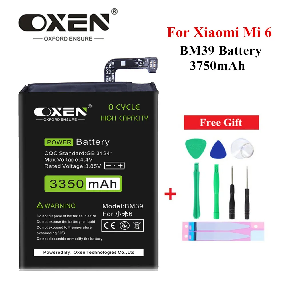 OXEN BM39 батарея 3350 мАч для Xiaomi mi 6 M6 mi 6 телефон замена батареи большой емкости литиевая батарея+ Инструменты