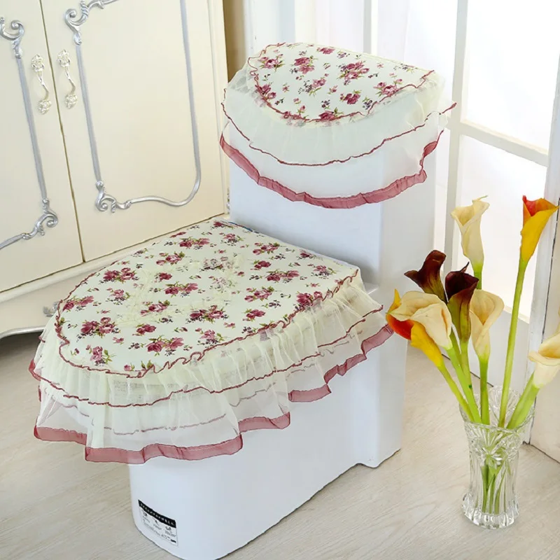 Lace Toilet Seat Cover 3pcs/Set U-shaped Toilet Seat Cushion Bathroom  accessories Water Tank Storage Cover With Toilet Paper Po - AliExpress