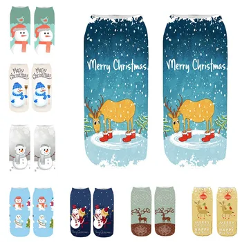 

Autumn Winter socks women cotton Casual 3D Cartoon Funny Cute Ankle Socks Halloween Christmas Printing Boat socks female L0828