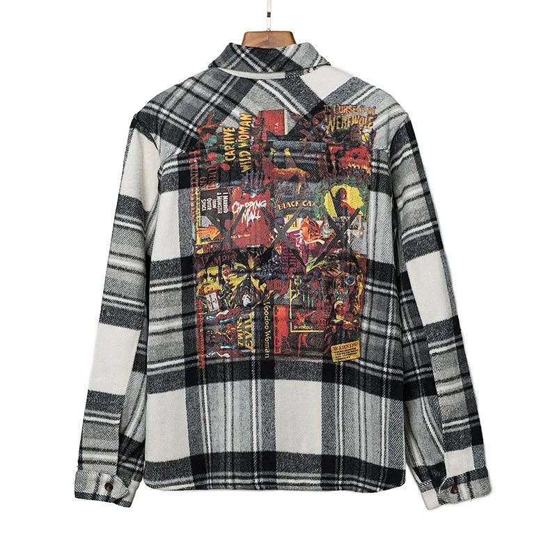 

High Quality wellbone Large Area Printed Oversize Chest Zip-up Jacket Shirt Hair