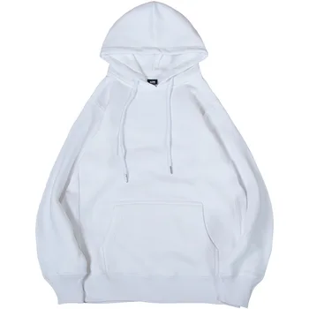 

White Black Couples Fleece Cotton Casual Hoodies Solid Hoodie Hooded Solid Color Men Cotton Plus Cashmere Drawstring