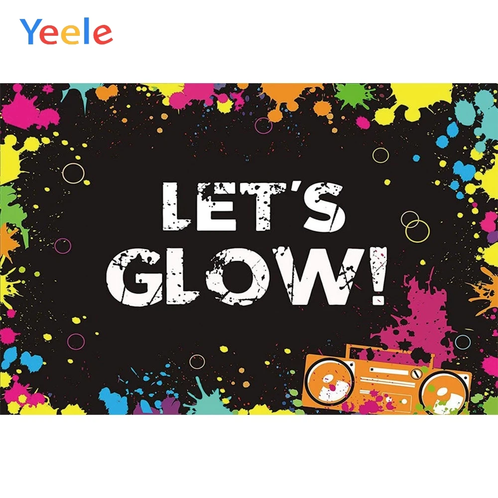

Let's Glow Graffiti Watercolor Splash Baby Birthday Backdrop Photography Background Photographic Backgrounds For Photo Studio