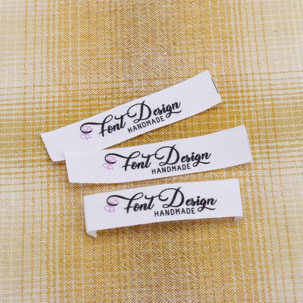 

Custom Sewing Labels, knitting Labels - Personalized Brand , Organic Cotton Ribbon Labels, Artistic font (MD3028)