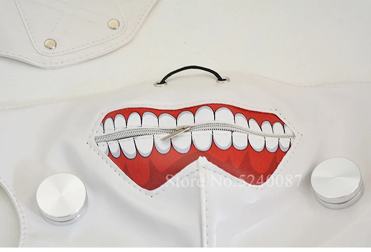 Halloween Japanese Tokyo Ghoul White Wig Ken Kaneki Mask Zipper Japan Anime Cosplay Eye Masks Prop Gift Caps Party Scary Costume