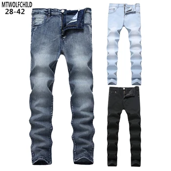 

2020 Fashion Mens Distressed denim pants Masculino trousers casual straight slim fit Elasticity pants mens jeans 28-42