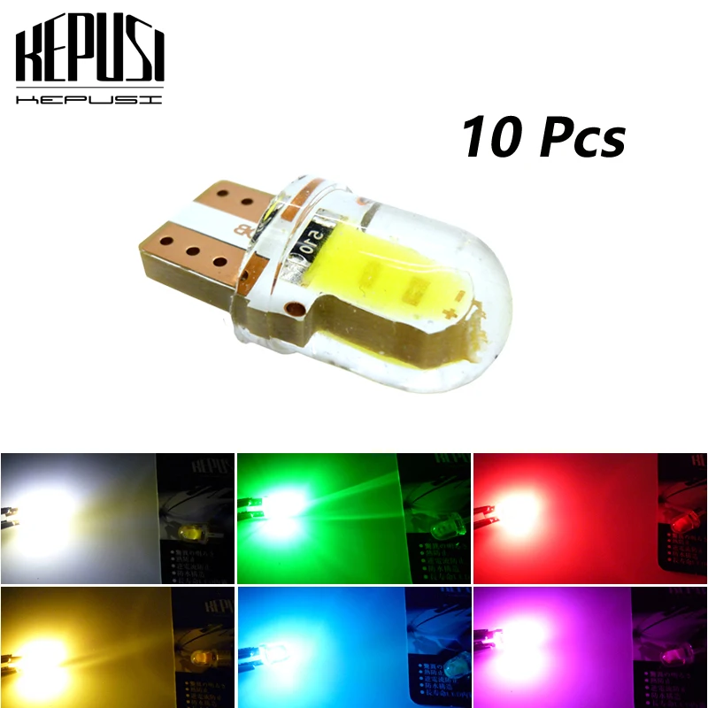 

10x T10 Led Car Light Bulb 194 W5W 168 LED COB Silica Turn Side License Plate Light Lamp Bulb DC 12V Wedge Clearance Lamp